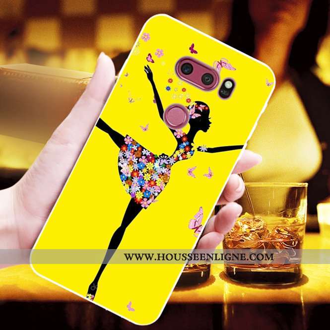 Coque Lg V30 Fluide Doux Mode Charmant Chiens Jaune Personnalisé