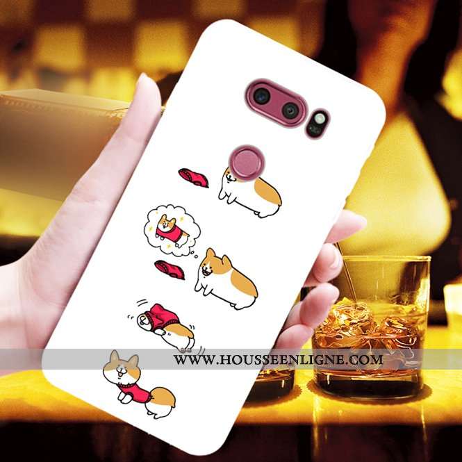 Coque Lg V30 Fluide Doux Mode Charmant Chiens Jaune Personnalisé