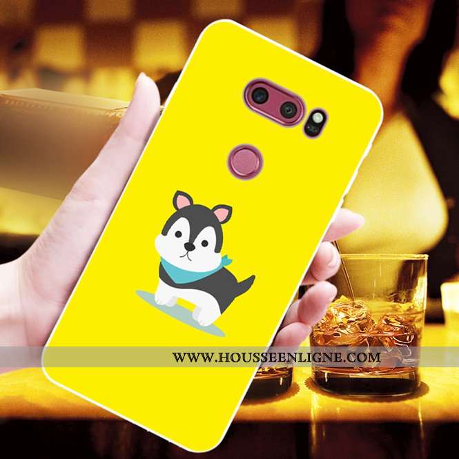 Coque Lg V30 Fluide Doux Mode Charmant Chiens Jaune Personnalisé