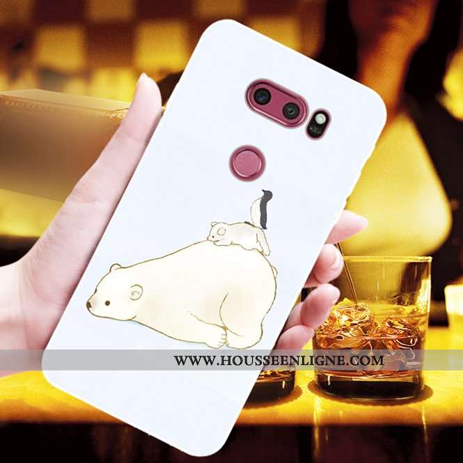 Coque Lg V30 Fluide Doux Mode Charmant Chiens Jaune Personnalisé
