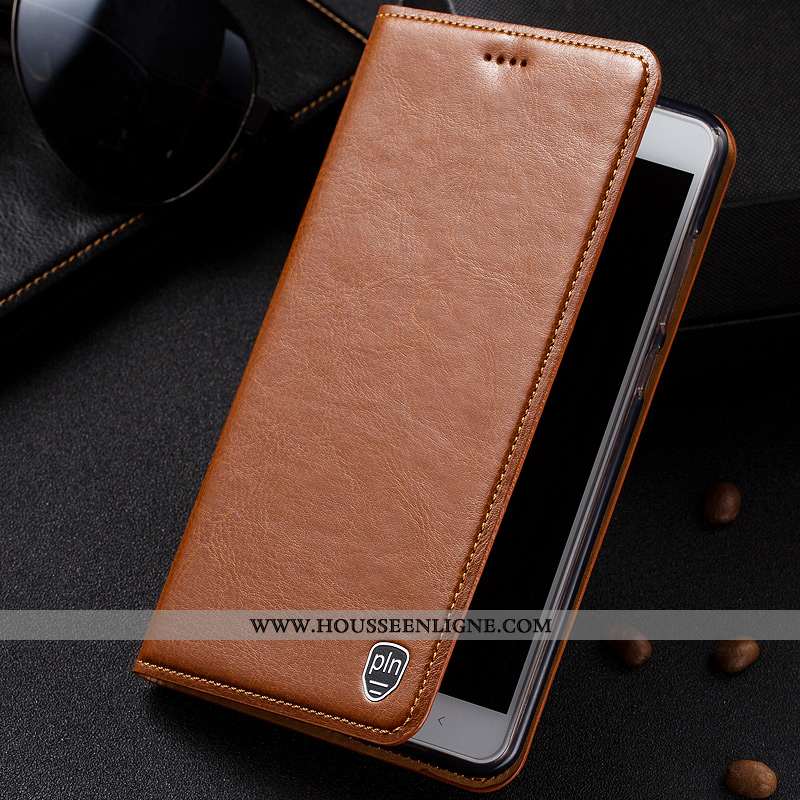 Coque Lg V30 Modèle Fleurie Protection Étui Cuir Véritable Cuir Téléphone Portable Marron
