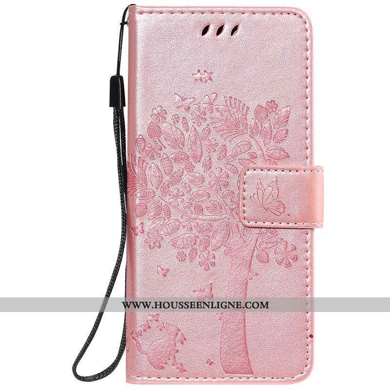 Coque Moto E6 Plus Cuir Protection Rose Étui Incassable Téléphone Portable