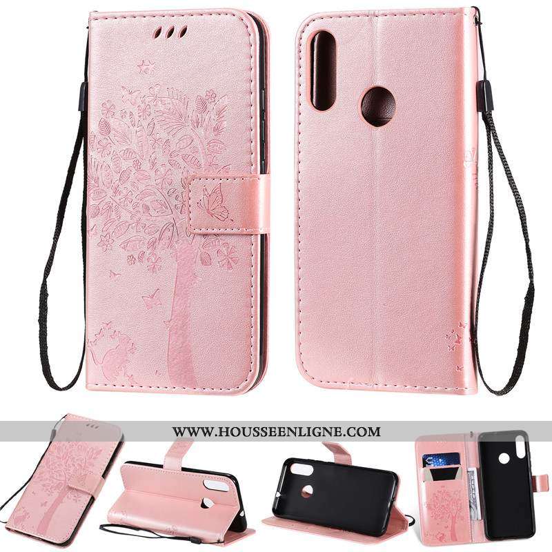 Coque Moto E6 Plus Cuir Protection Rose Étui Incassable Téléphone Portable