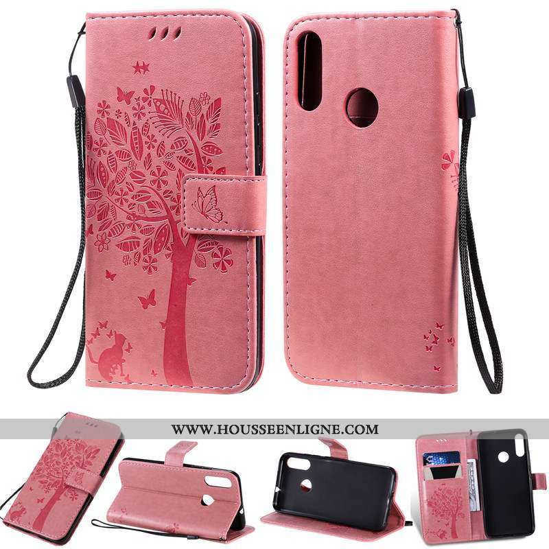 Coque Moto E6 Plus Cuir Protection Rose Étui Incassable Téléphone Portable