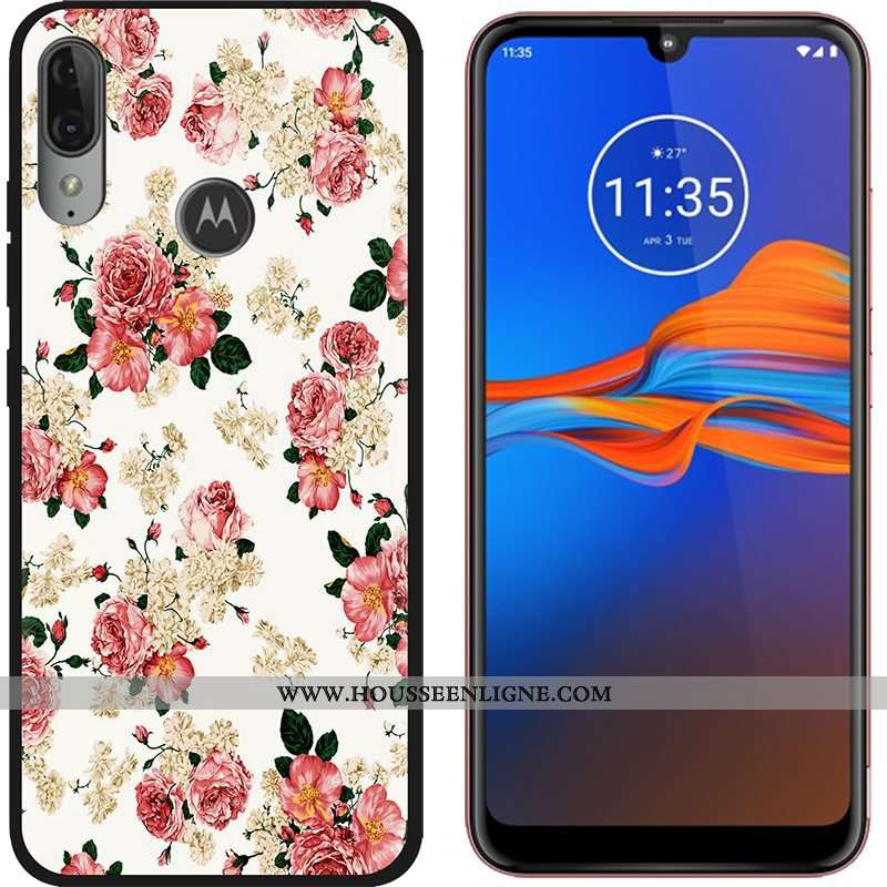 Coque Moto E6 Plus Dessin Animé Tendance Délavé En Daim Téléphone Portable Tissu Étui Violet