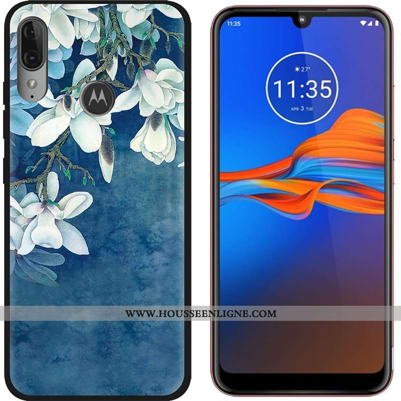 Coque Moto E6 Plus Dessin Animé Tendance Délavé En Daim Téléphone Portable Tissu Étui Violet