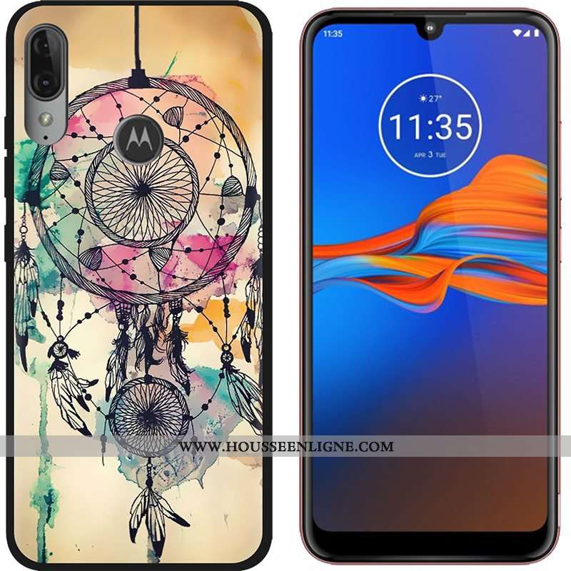 Coque Moto E6 Plus Dessin Animé Tendance Délavé En Daim Téléphone Portable Tissu Étui Violet