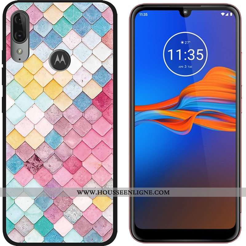 Coque Moto E6 Plus Dessin Animé Tendance Délavé En Daim Téléphone Portable Tissu Étui Violet