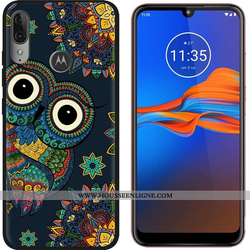 Coque Moto E6 Plus Dessin Animé Tendance Délavé En Daim Téléphone Portable Tissu Étui Violet