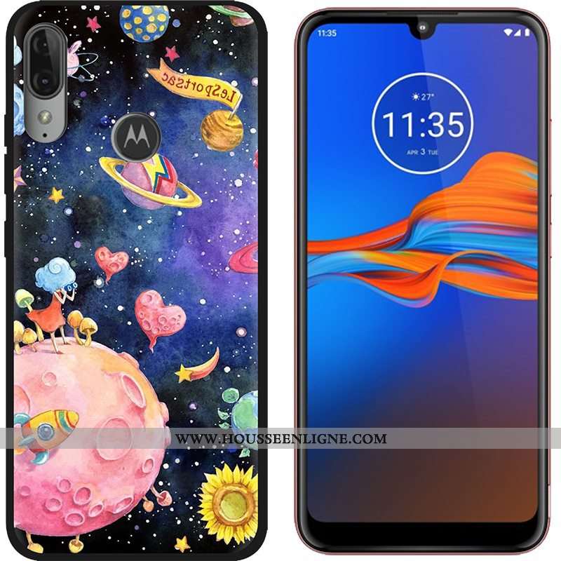 Coque Moto E6 Plus Dessin Animé Tendance Délavé En Daim Téléphone Portable Tissu Étui Violet