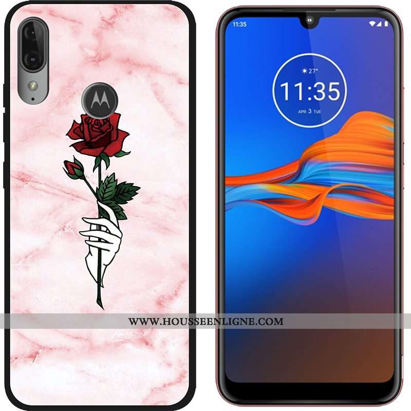Coque Moto E6 Plus Dessin Animé Tendance Délavé En Daim Téléphone Portable Tissu Étui Violet