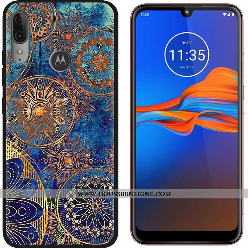 Coque Moto E6 Plus Dessin Animé Tendance Délavé En Daim Téléphone Portable Tissu Étui Violet