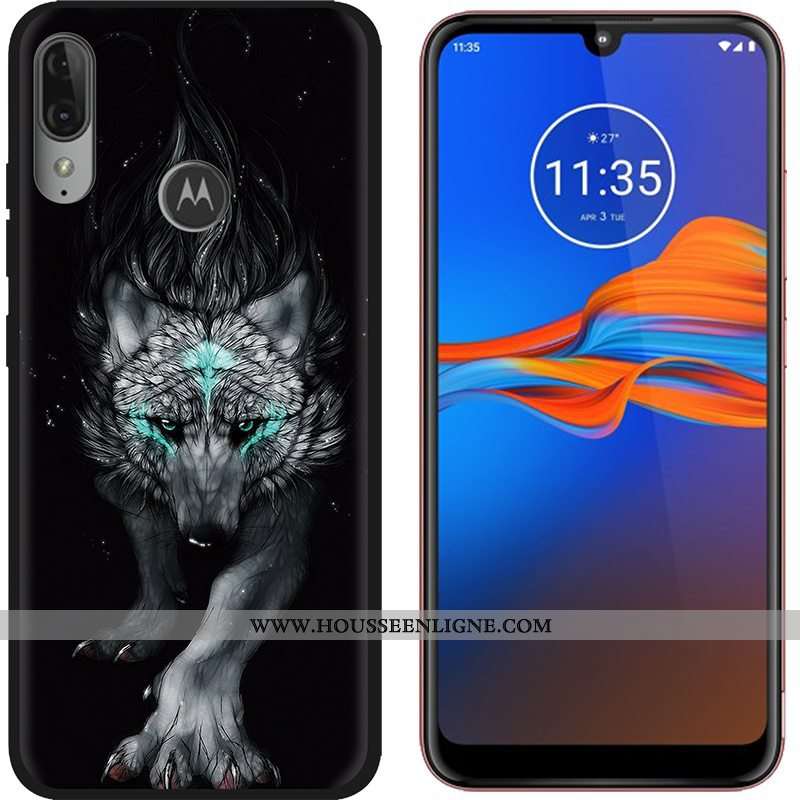 Coque Moto E6 Plus Dessin Animé Tendance Délavé En Daim Téléphone Portable Tissu Étui Violet