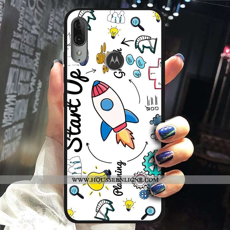 Coque Moto E6 Plus Dessin Animé Tendance Délavé En Daim Téléphone Portable Tissu Étui Violet