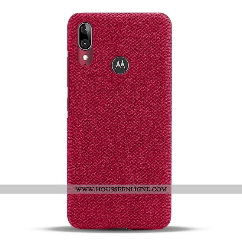 Coque Moto E6 Plus Protection Légère Téléphone Portable Incassable Tissu Étui Rouge