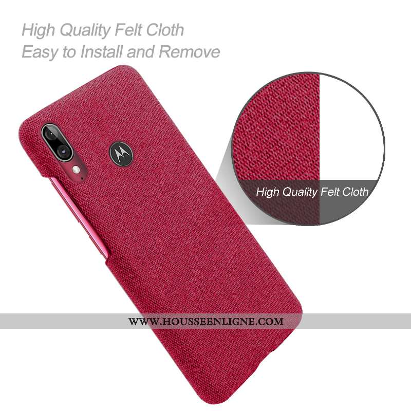 Coque Moto E6 Plus Protection Légère Téléphone Portable Incassable Tissu Étui Rouge