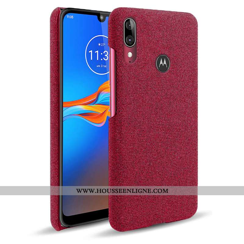 Coque Moto E6 Plus Protection Légère Téléphone Portable Incassable Tissu Étui Rouge