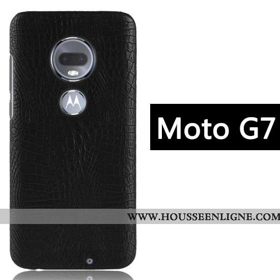 Coque Moto G7 Créatif Modèle Fleurie Noir Téléphone Portable Crocodile Business Étui