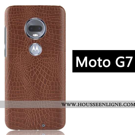 Coque Moto G7 Créatif Modèle Fleurie Noir Téléphone Portable Crocodile Business Étui