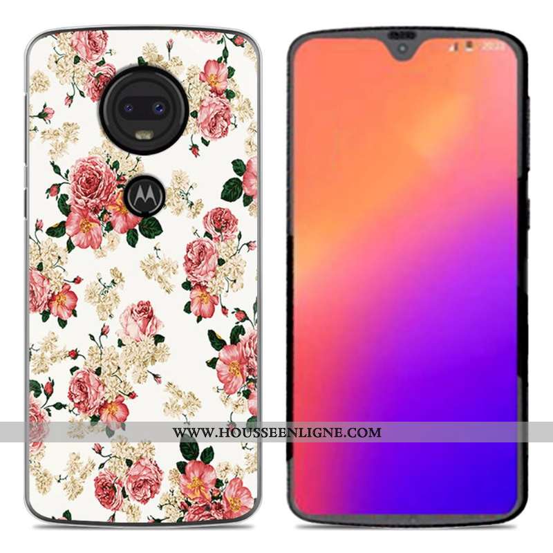Coque Moto G7 Fluide Doux En Silicone Nouveau Dessin Animé Personnalité Téléphone Portable Rose