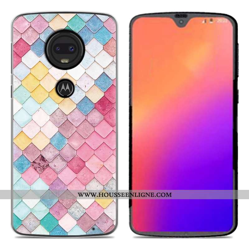 Coque Moto G7 Fluide Doux En Silicone Nouveau Dessin Animé Personnalité Téléphone Portable Rose