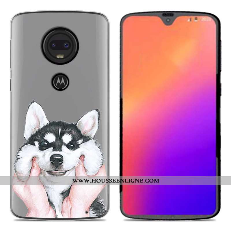 Coque Moto G7 Fluide Doux En Silicone Nouveau Dessin Animé Personnalité Téléphone Portable Rose