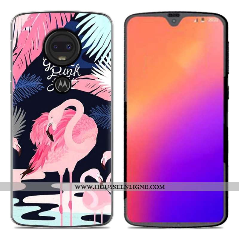 Coque Moto G7 Fluide Doux En Silicone Nouveau Dessin Animé Personnalité Téléphone Portable Rose