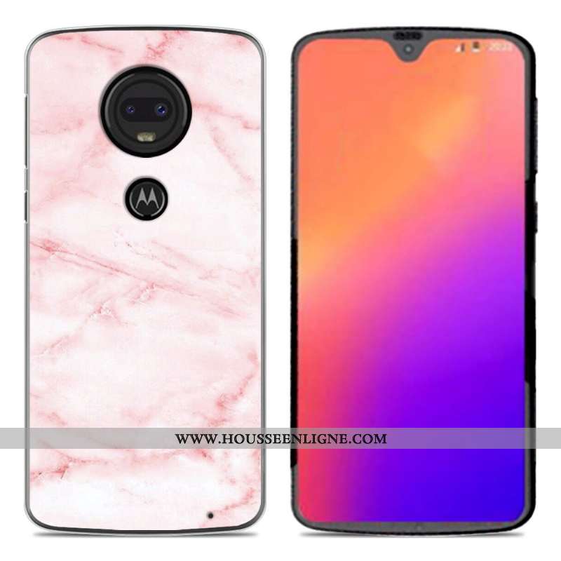 Coque Moto G7 Fluide Doux En Silicone Nouveau Dessin Animé Personnalité Téléphone Portable Rose