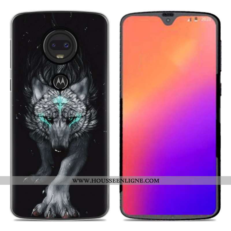 Coque Moto G7 Fluide Doux En Silicone Nouveau Dessin Animé Personnalité Téléphone Portable Rose