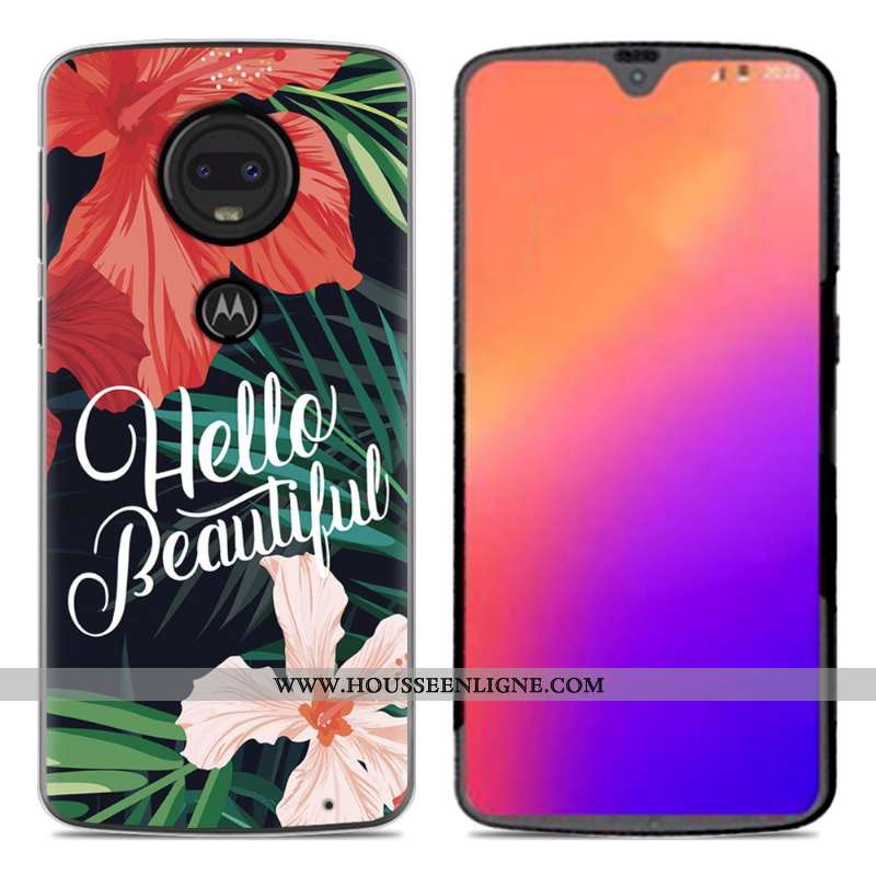 Coque Moto G7 Fluide Doux En Silicone Nouveau Dessin Animé Personnalité Téléphone Portable Rose