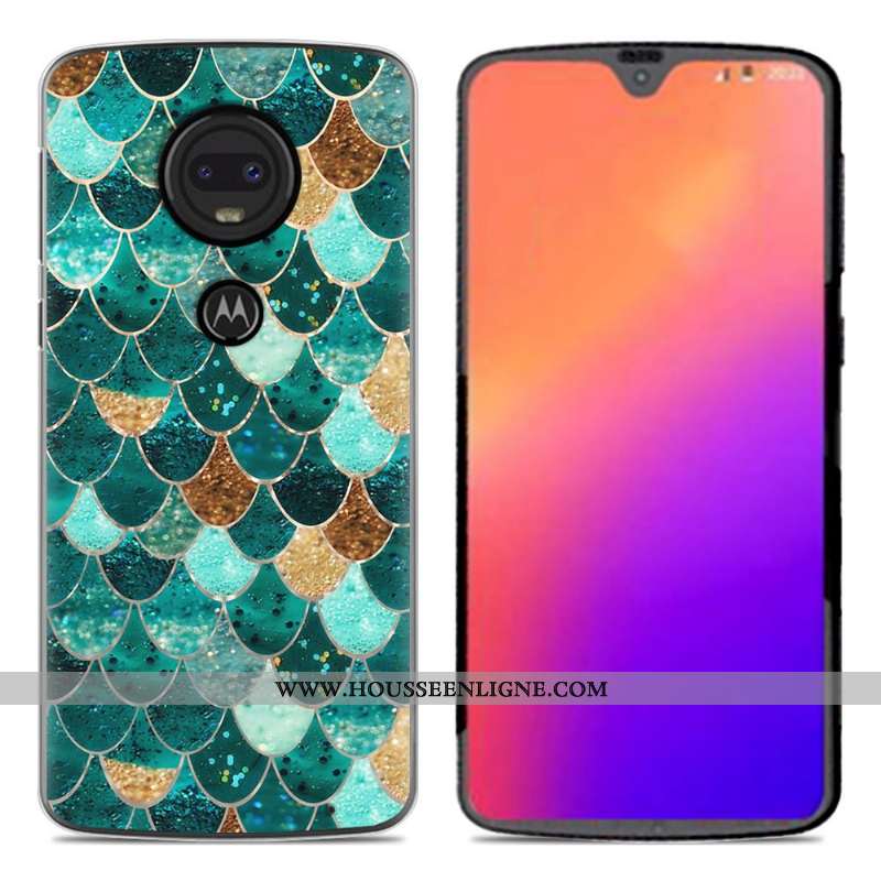 Coque Moto G7 Fluide Doux En Silicone Nouveau Dessin Animé Personnalité Téléphone Portable Rose
