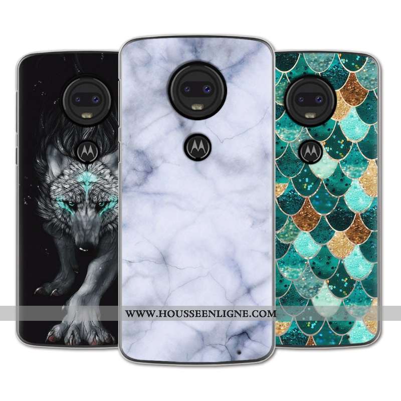 Coque Moto G7 Fluide Doux En Silicone Nouveau Dessin Animé Personnalité Téléphone Portable Rose