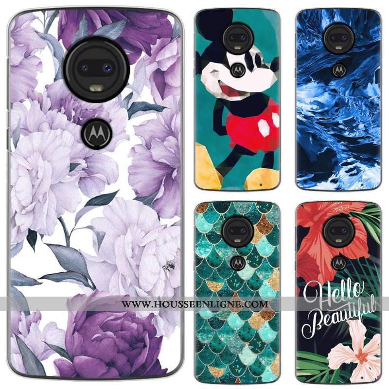 Coque Moto G7 Fluide Doux En Silicone Nouveau Dessin Animé Personnalité Téléphone Portable Rose