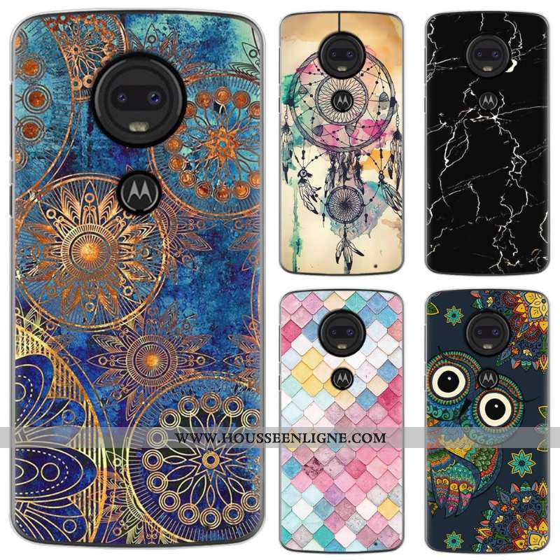Coque Moto G7 Fluide Doux En Silicone Nouveau Dessin Animé Personnalité Téléphone Portable Rose