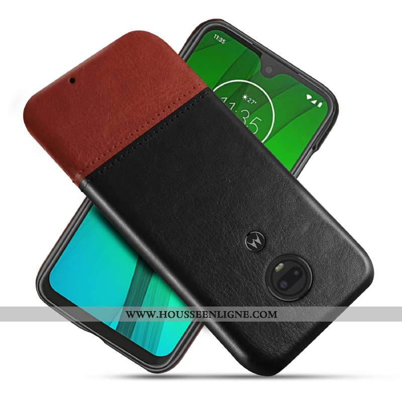 Coque Moto G7 Personnalité Cuir Bleu Protection Étui Téléphone Portable Qualité