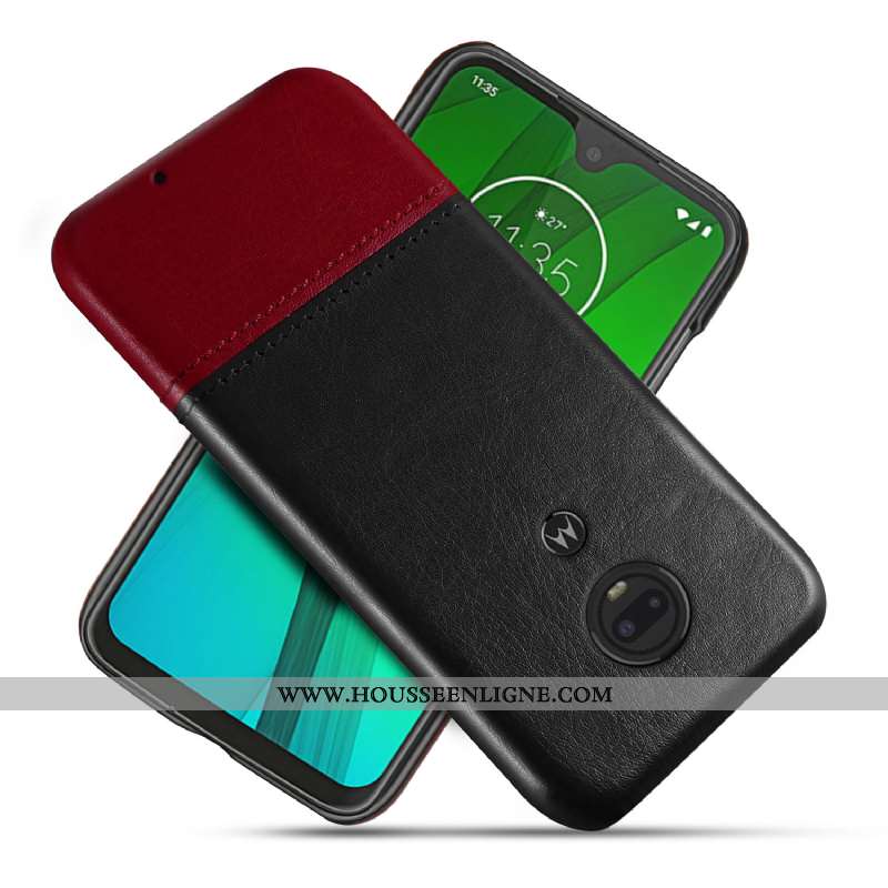 Coque Moto G7 Personnalité Cuir Bleu Protection Étui Téléphone Portable Qualité