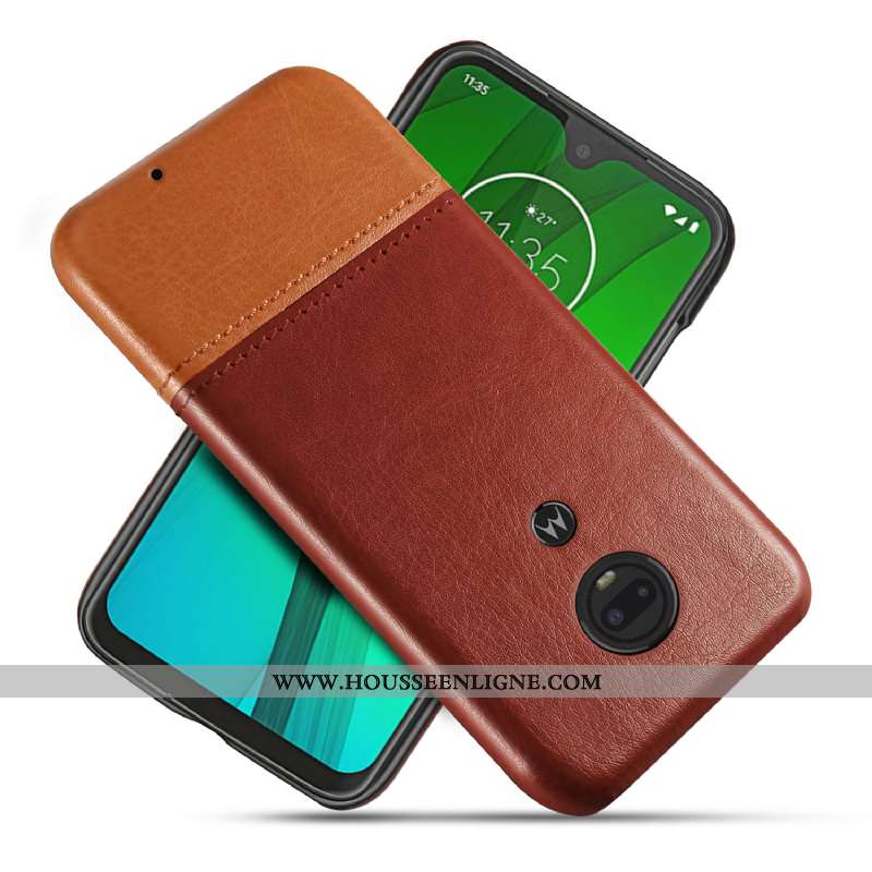 Coque Moto G7 Personnalité Cuir Bleu Protection Étui Téléphone Portable Qualité