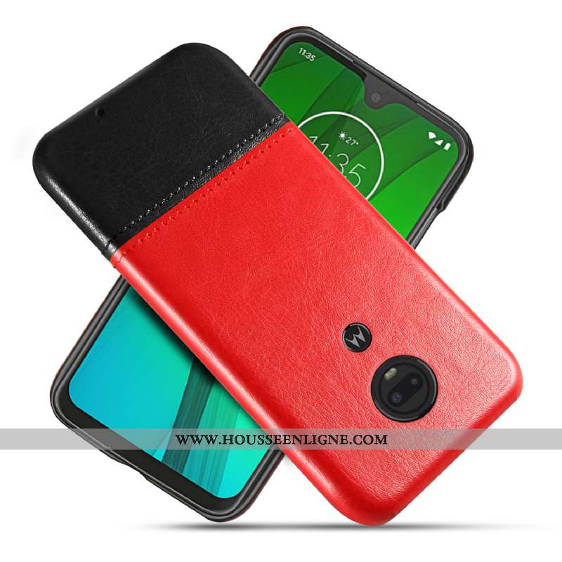 Coque Moto G7 Personnalité Cuir Bleu Protection Étui Téléphone Portable Qualité