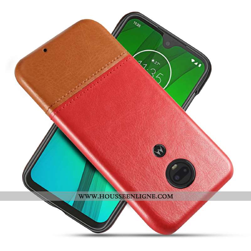 Coque Moto G7 Personnalité Cuir Bleu Protection Étui Téléphone Portable Qualité