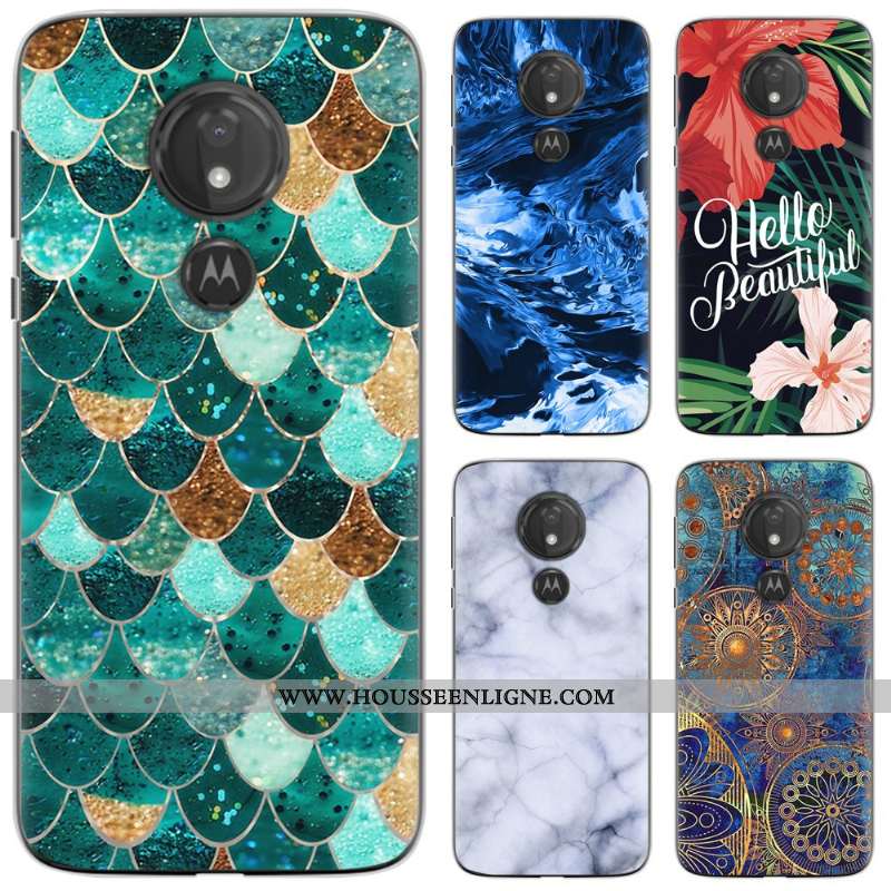 Coque Moto G7 Play Fluide Doux Protection Téléphone Portable Peinture Vert Étui Verte