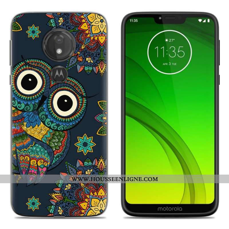Coque Moto G7 Play Fluide Doux Protection Téléphone Portable Peinture Vert Étui Verte