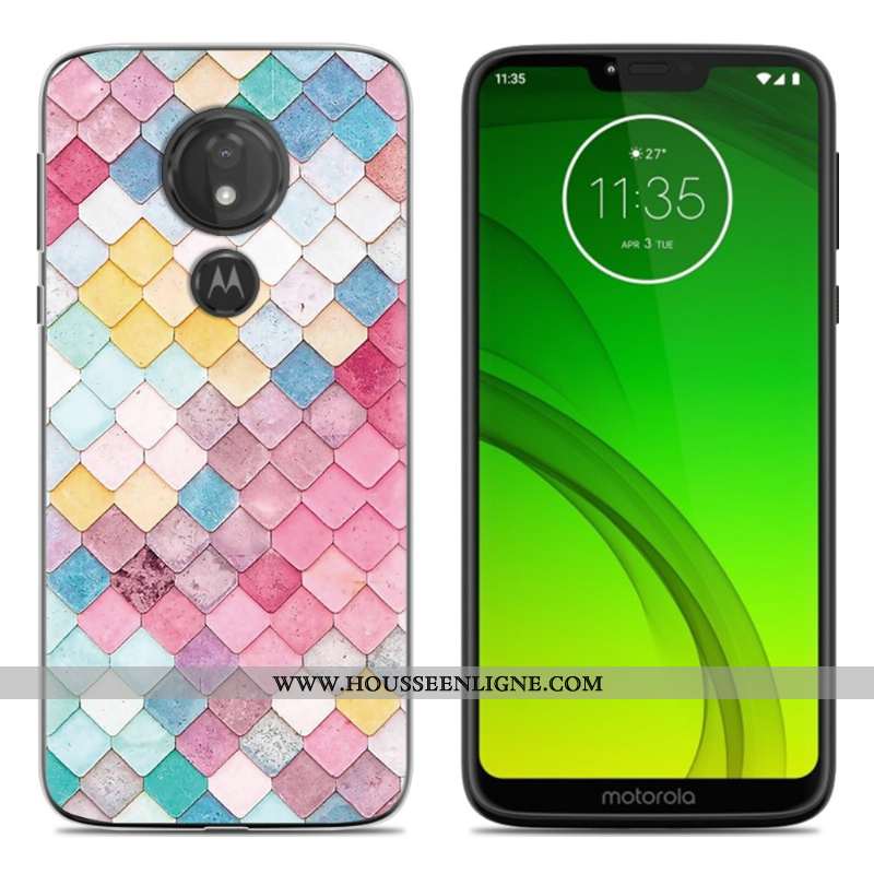 Coque Moto G7 Play Fluide Doux Protection Téléphone Portable Peinture Vert Étui Verte