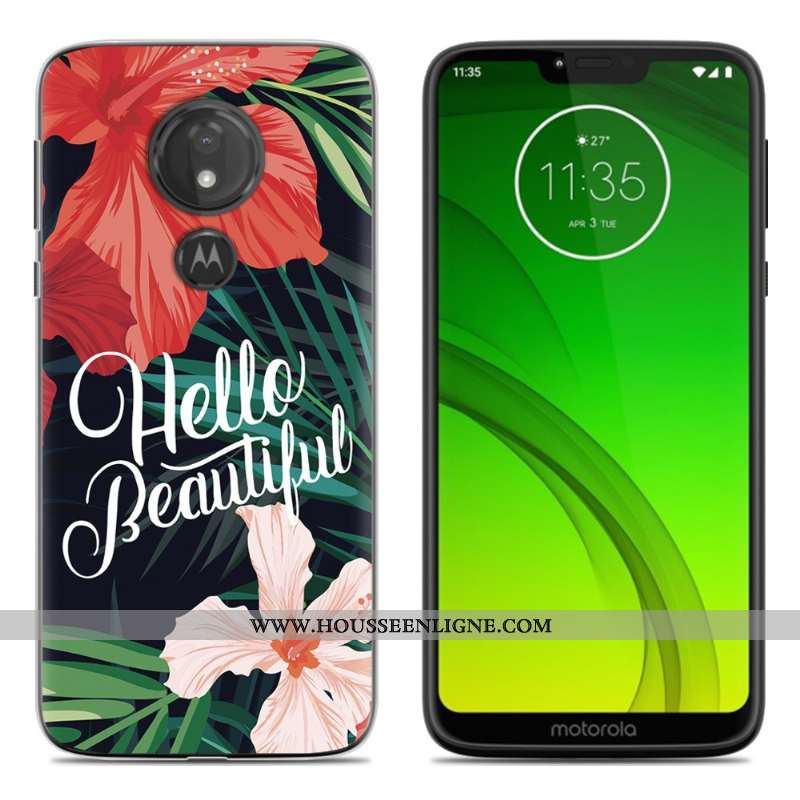 Coque Moto G7 Play Fluide Doux Protection Téléphone Portable Peinture Vert Étui Verte