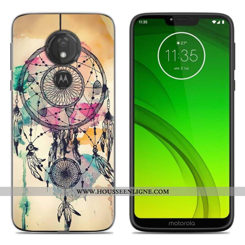Coque Moto G7 Play Fluide Doux Protection Téléphone Portable Peinture Vert Étui Verte