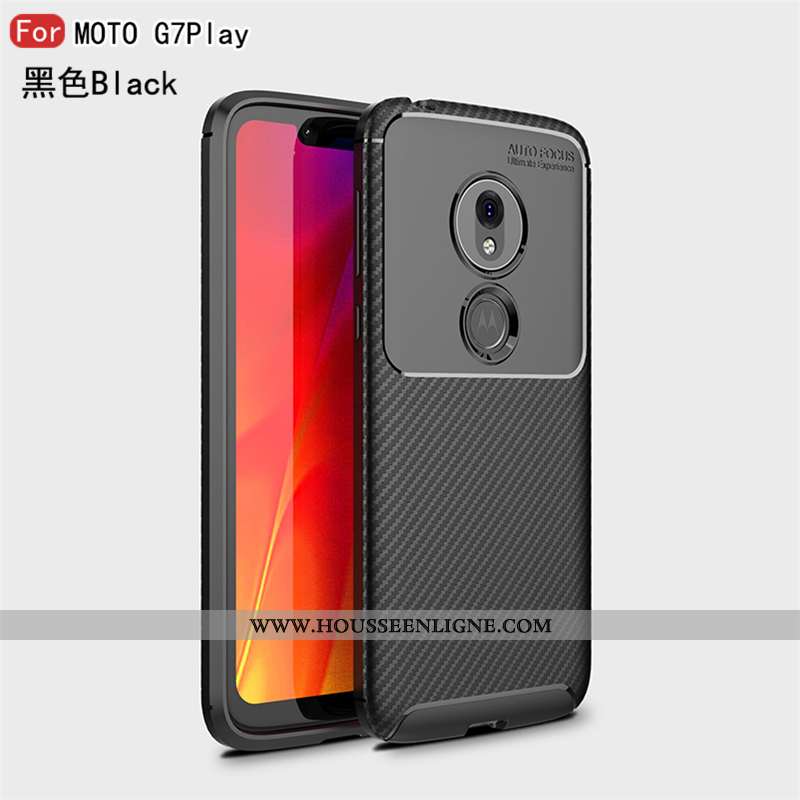 Coque Moto G7 Play Fluide Doux Silicone Créatif Protection Bordure Incassable Bleu Foncé
