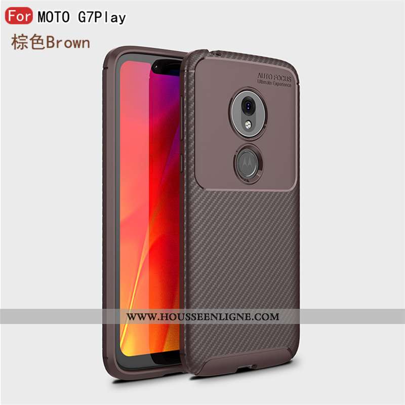 Coque Moto G7 Play Fluide Doux Silicone Créatif Protection Bordure Incassable Bleu Foncé