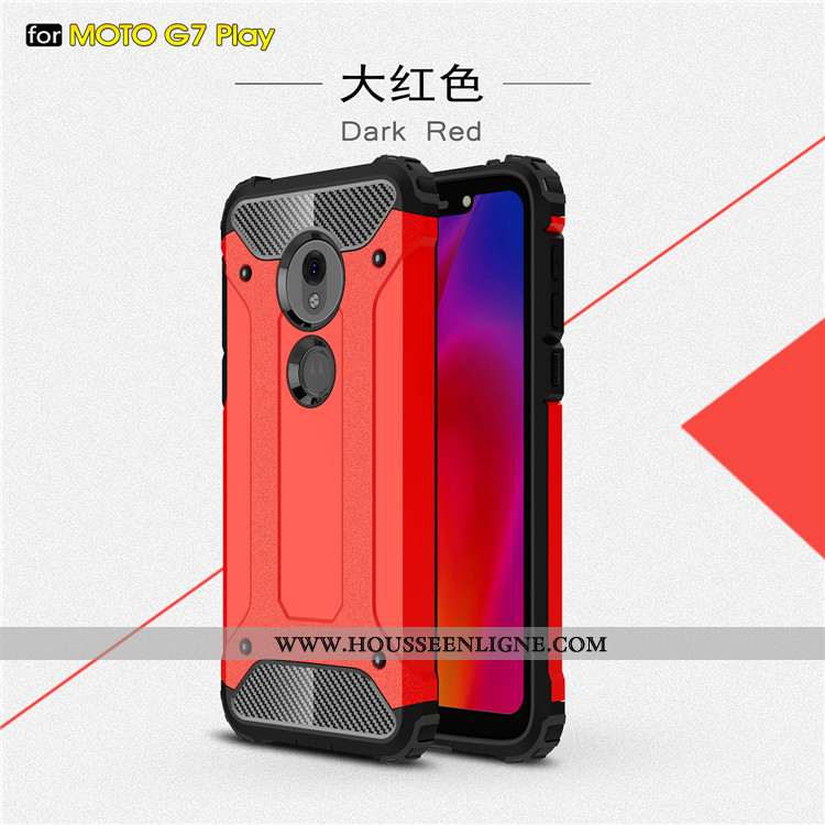 Coque Moto G7 Play Protection Incassable Rouge Étui Tout Compris Téléphone Portable