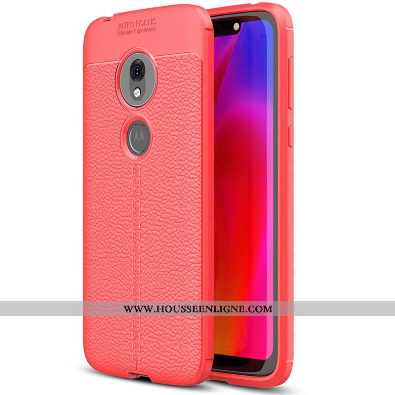 Coque Moto G7 Play Silicone Protection Tout Compris Fluide Doux Cuir Modèle Fleurie Simple Rouge