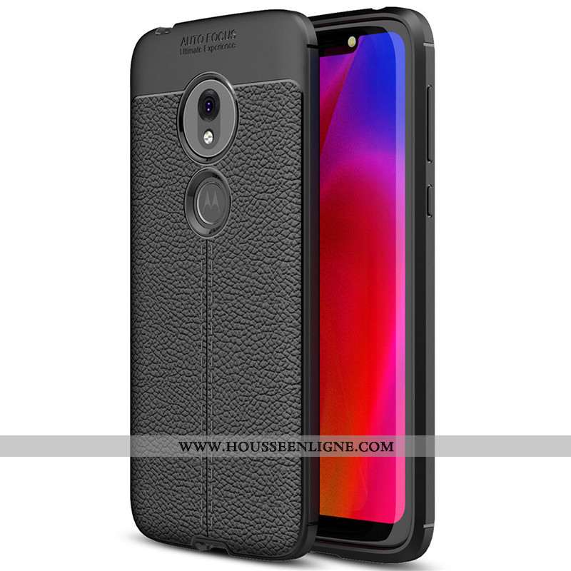 Coque Moto G7 Play Silicone Protection Tout Compris Fluide Doux Cuir Modèle Fleurie Simple Rouge