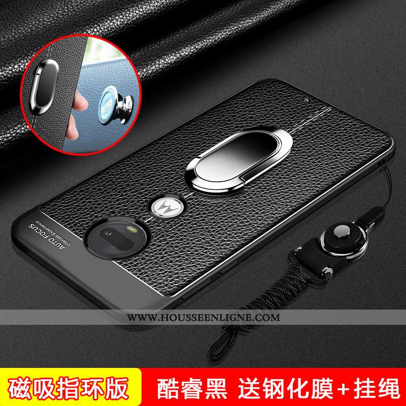 Coque Moto G7 Plus Cuir Modèle Fleurie Délavé En Daim Protection Net Rouge Étui